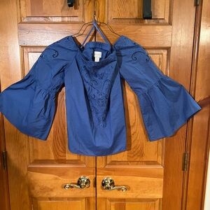 Chico's Royal Blue Embroidered Blouse